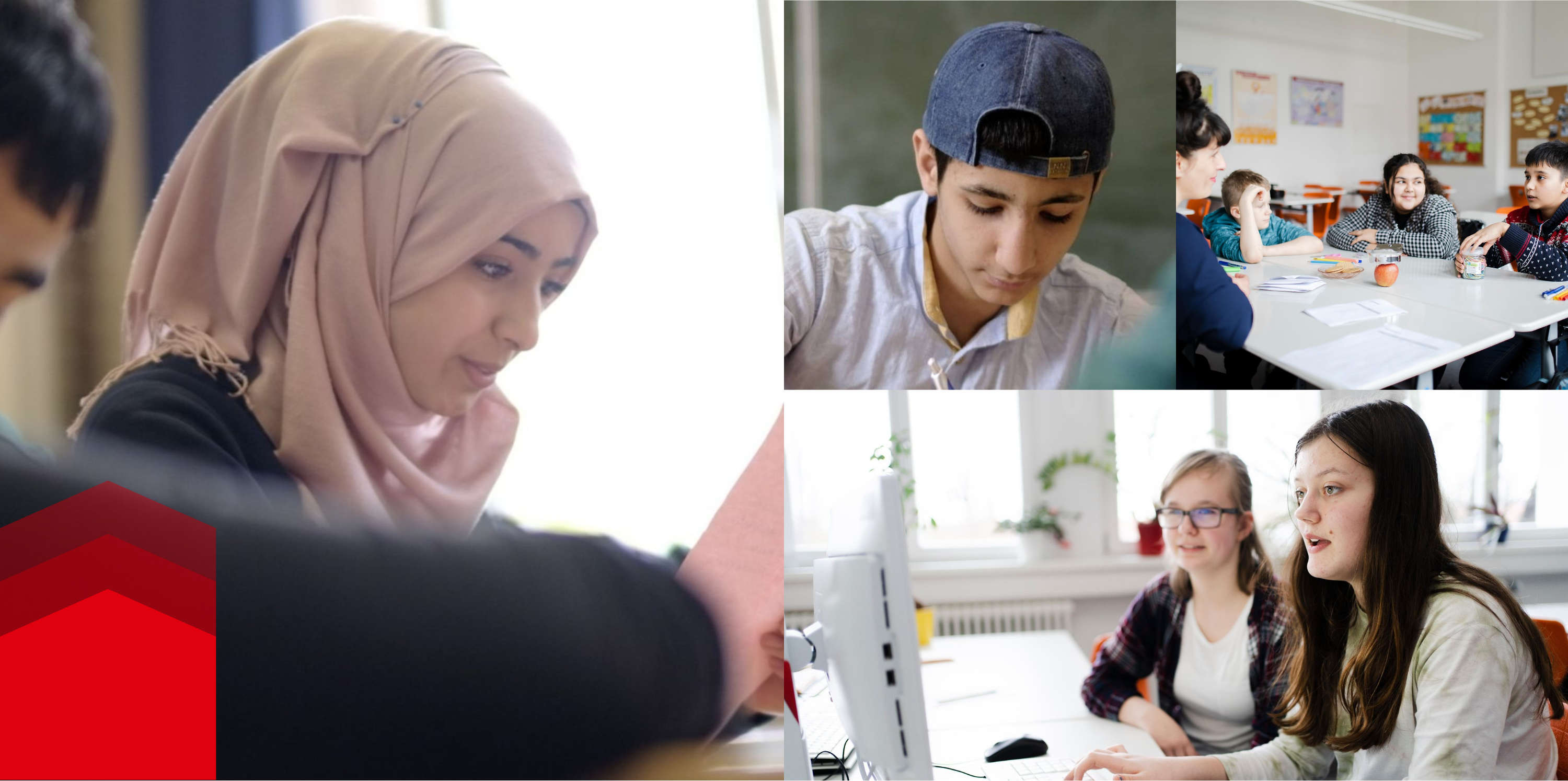 Kolaž slika s djecom iz različitih nacija u školi 