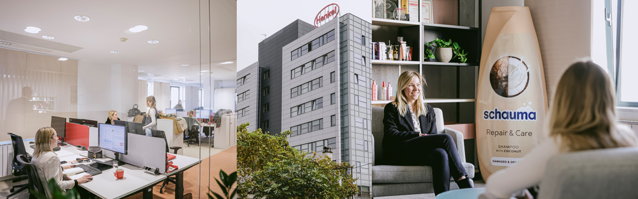 fotografija zgrade u Hrvatskoj u kojoj se nalaze uredi, na vrhu zgrade nalazi se natpis Henkel