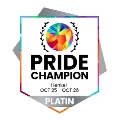 Značka Pride Champion Platin 2025. – 2026. kojom se odaje priznanje Henkelovoj predanosti uključivanju LGBTQ+ osoba i jednakosti na radnom mjestu.